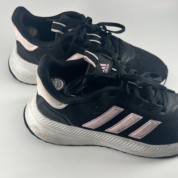 Adidas Cloudfoam Running Shoes Black Pink Stripes Size 7 - Picture 4 of 9